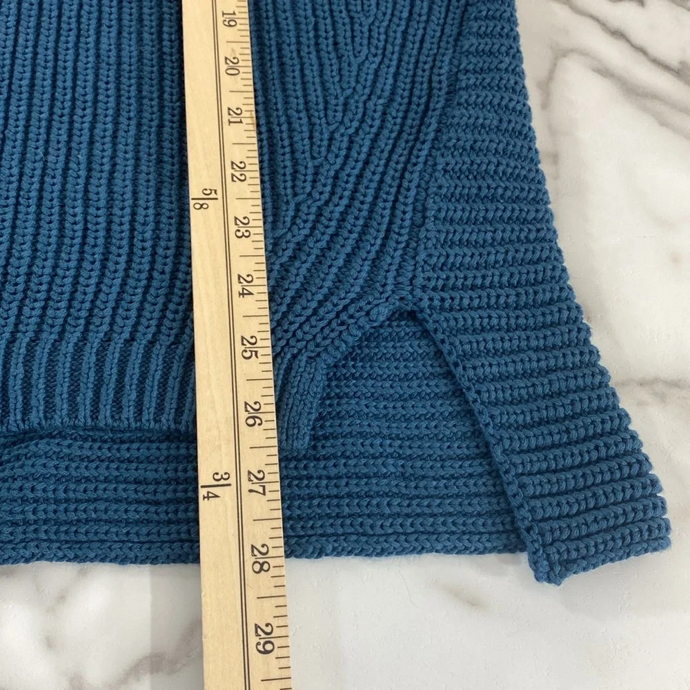 Ruff Hewn Sweater Womens Large Teal Blue Lace‎ Up Ribbed Long Sleeve Knit - Picture 9 of 10
